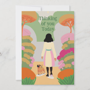 Denken aan je vandaag een lief moment in het park feestdagenkaart