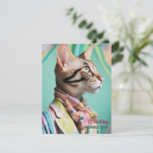 Denken aan je verkleed kat kaart (Staand voorkant)