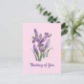 Denken aan je Waterverf Paarse Iris Botanical Briefkaart (Staand voorkant)