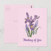 Denken aan je Waterverf Paarse Iris Botanical Briefkaart (Voorkant / Achterkant)