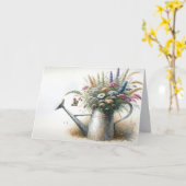 Denken aan je wilde bloemen in een gieter kaart (Gele Bloem)