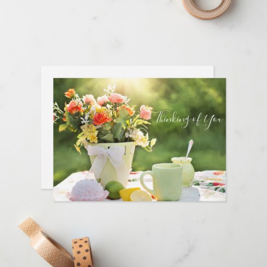 Denken aan je zomerfoto notitiekaartje (Voorkant / Achterkant in situ)