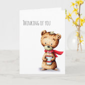 Denken aan jou Beer Hot Chocolate Winter Kaart (Gele Bloem)