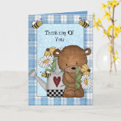 Denken aan jou Beer Wenskaart Kaart (Gele Bloem)