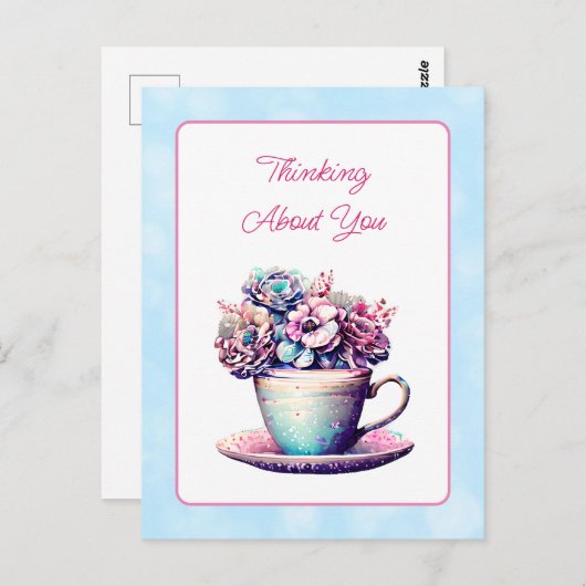 Denken aan jou | Bloemenvriendschap Briefkaart (Voorkant / Achterkant)