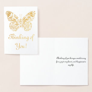 Denken aan jou - Butterfly Gold Folie Kaarten