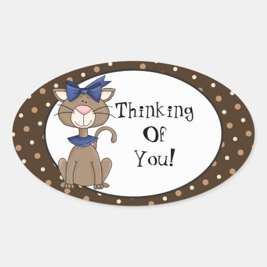 Denken aan jou cartoon kat sticker (Voorkant)