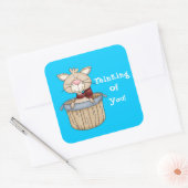 Denken aan jou cartoon zieker vierkante sticker (Envelop)