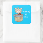 Denken aan jou cartoon zieker vierkante sticker (Tas)