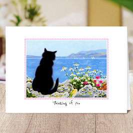 Denken aan jou Cat door het zee Gepersonaliseerd Kaart