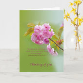 Denken aan jou, Cherry Blossoms, roze en groen Kaart (Gele Bloem)