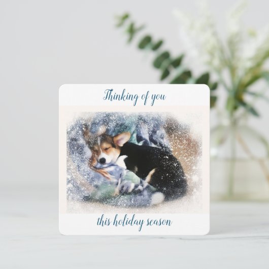 Denken aan jou Corgi Puppy Kaart (Staand voorkant)