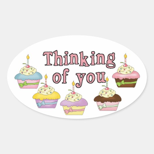 Denken aan jou Cupcake Sticker (Voorkant)