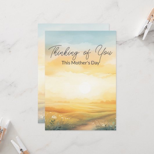 Denken aan jou Dit Moederdag Wenskaart Kaart (Voorkant / Achterkant in situ)