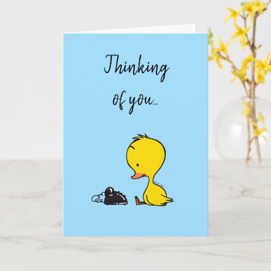 Denken aan jou (eenzame eend) kaart (Gele Bloem)
