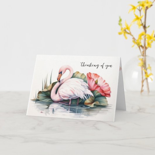 Denken aan jou Flamingo Kaart (Gele Bloem)