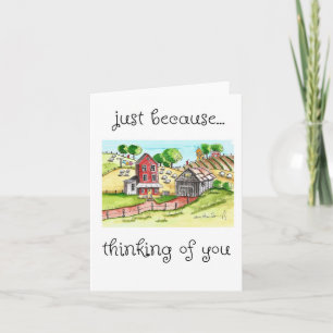 Denken aan jou, Folk Art Painting Print Kaart