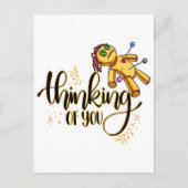 Denken aan jou Grappige Halloween Voodoo Doll Briefkaart (Voorkant)