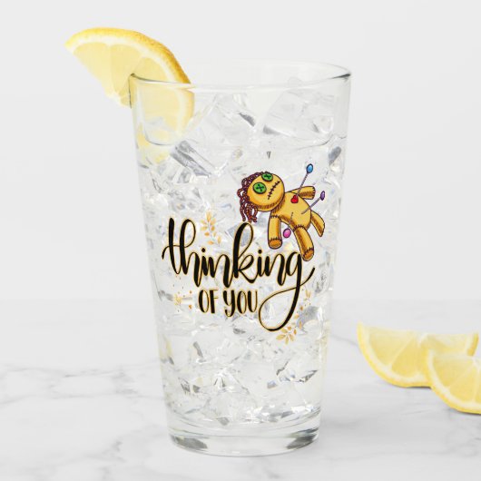 Denken aan jou Grappige Halloween Voodoo Doll Glas (Voorkant ijs)