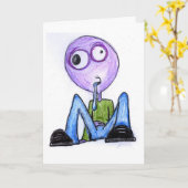 Denken aan jou - grappige hersendood Googly Kaart (Gele Bloem)