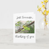 Denken aan jou, Green Frog Art Kaart (Gele Bloem)