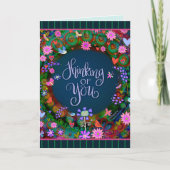 Denken aan jou grillige Floral Heart Stripe Kaart (Voorkant)