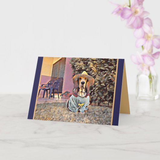 Denken aan jou - Hond die een zon Pet draagt Kaart (Orchidee)