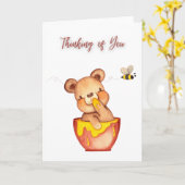 Denken aan jou - Honey Beer Wenskaart Kaart (Gele Bloem)