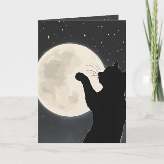 Denken aan jou kat die de maan aanraakt kaart (Voorkant)