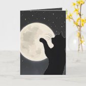 Denken aan jou kat die de maan aanraakt kaart (Gele Bloem)