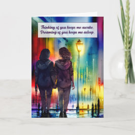 Denken aan jou Lesbisch Paar Gay Rainbow Kaart
