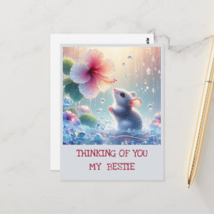 Denken aan jou Lichtblauwe Mystieke Muis Hibiscus Briefkaart