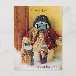 Denken aan jou & Liefde sturen Santa Snowman Briefkaart