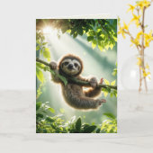 Denken aan jou Luiaard in de zon Kaart (Gele Bloem)