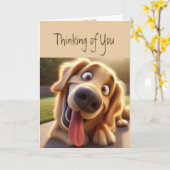 Denken aan jou maakt me gelukkig Fun Dog Kaart (Gele Bloem)