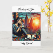 Denken aan jou, mijn vriend | leesvrouw kaart (Gele Bloem)