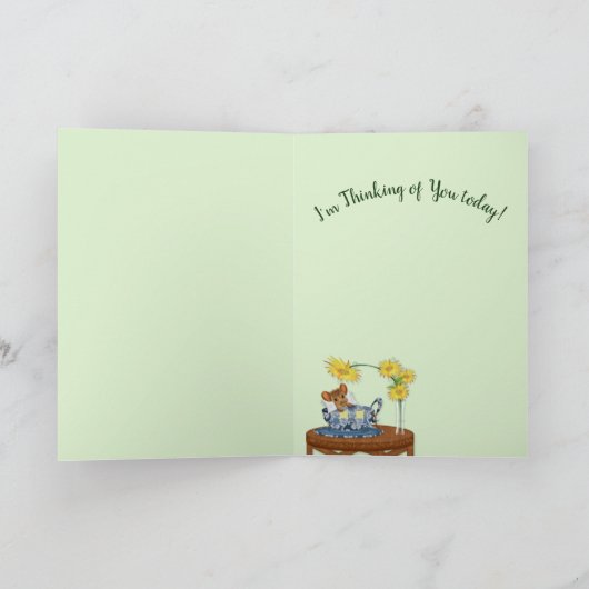 Denken aan jou - Muis in Tea Cup rusten Kaart (Binnen)