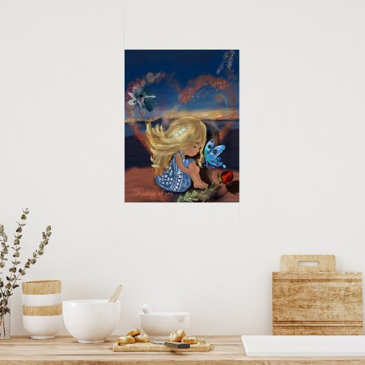 Denken aan jou op het strand poster (Keuken)