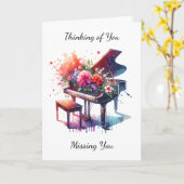 Denken aan jou | Piano en bloemen Kaart (Gele Bloem)