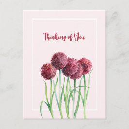 Denken aan jou Pink Alliums Flower Waterverf Briefkaart