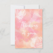 "Denken aan jou" Roos, Waterverf Roze Kaart (Voorkant)
