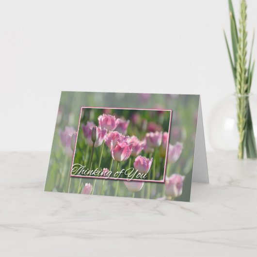 Denken aan jou roze tulpen kaart (Voorkant)