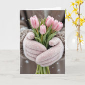 Denken aan jou roze tulpen kaart (Gele Bloem)