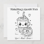 Denken aan jou | Schattigee donut en koffie Kaart (Achterkant)