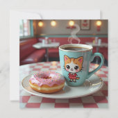 Denken aan jou | Schattigee donut en koffie Kaart (Voorkant)