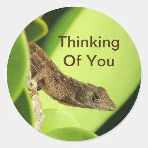 Denken aan jou Schattigee Reptiel Gecko vriendscha Ronde Sticker