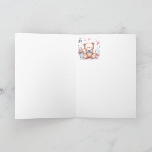Denken aan jou Schattigee Teddy Bear Liefde Kaart (Binnen)