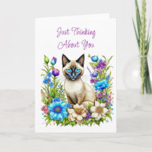 Denken aan jou | Siamese kat in bloemen
