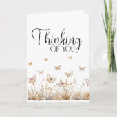 Denken aan jou Vlinders Wildflower Bloemen Kaart (Voorkant)