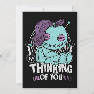 Denken aan jou voodoo poppen schattig en griezelig kaart